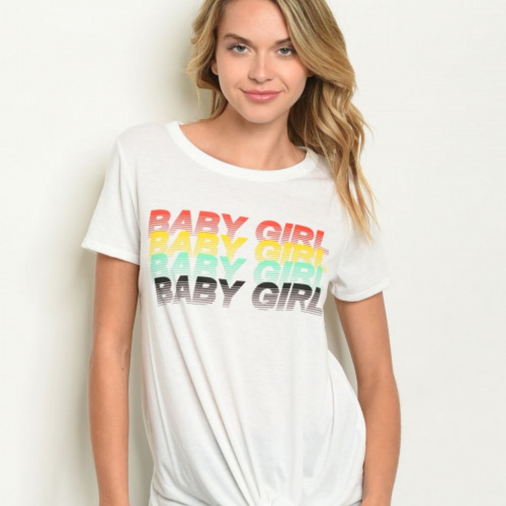 New Junior's Cute Boutique White Babygirl top